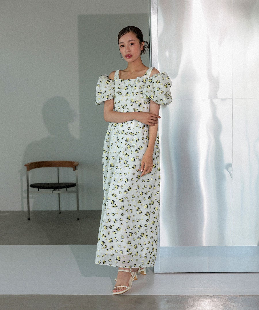 flower jacquard forme dress