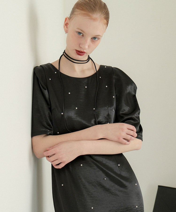 pearl glow satin dress