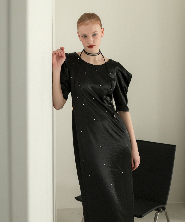 pearl glow satin dress