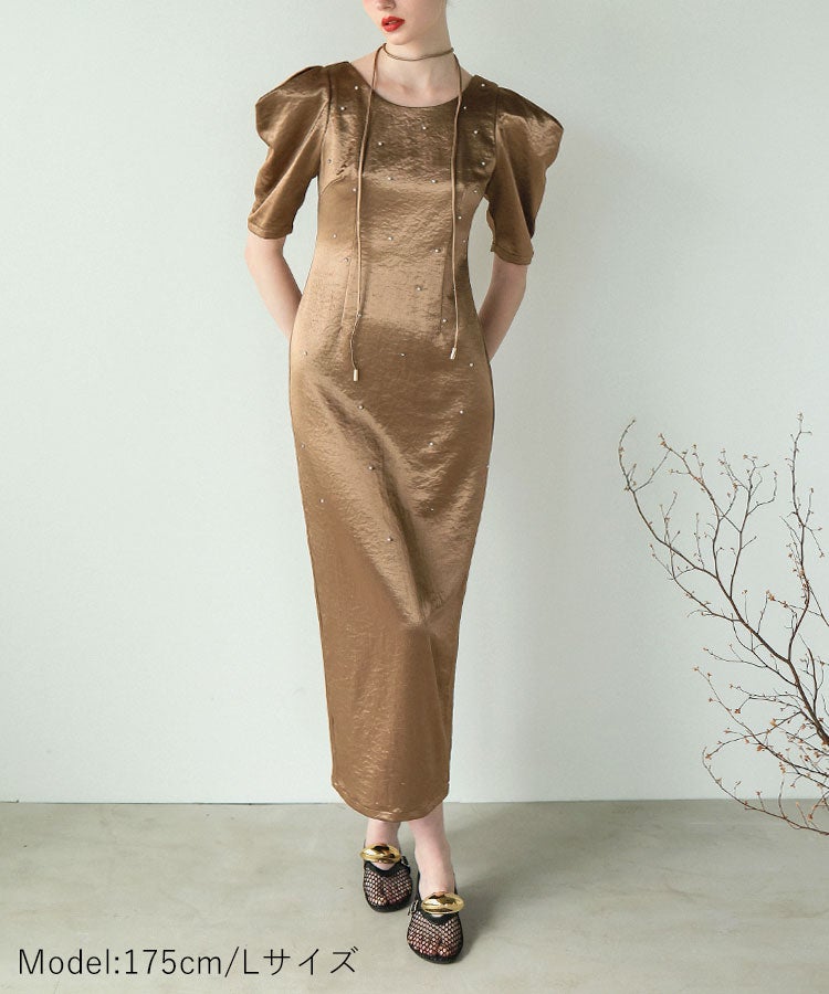 pearl glow satin dress