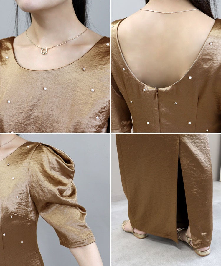 pearl glow satin dress